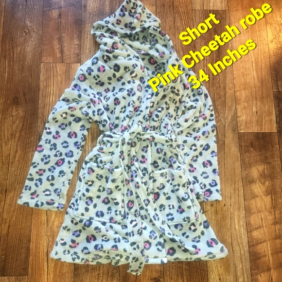 SUPER PLUSH PINK CHEETAH COZY BATH ROBE MEDIUM c - Picture 2 of 10